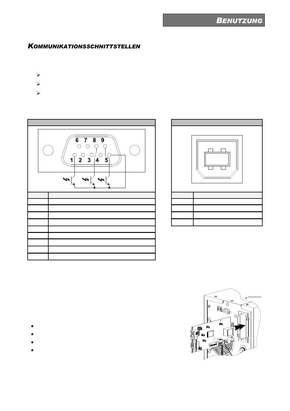 Ommunikationsschnittstellen, Schnittstellen rs232 und usb, Kommunikationsslot | Riello UPS Sentinel Dual (High Power) (3.3 - 10 kVA) User Manual | Page 83 / 146