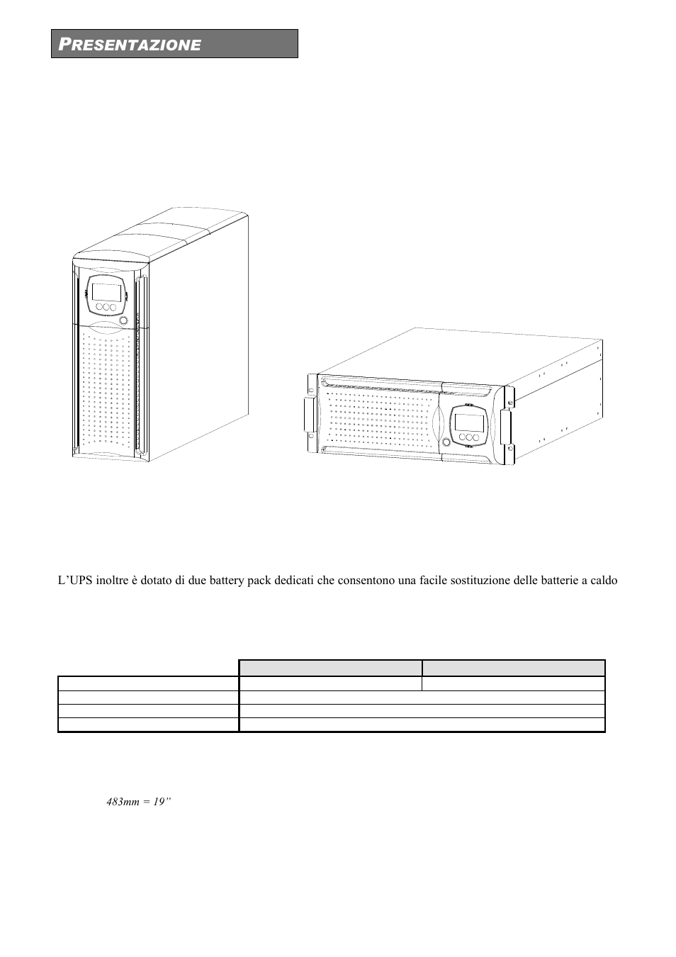 Resentazione, Tower rack | Riello UPS Sentinel Dual (High Power) (3.3 - 10 kVA) User Manual | Page 18 / 156