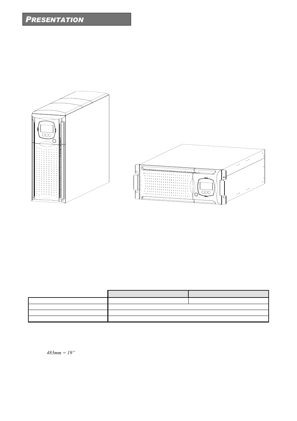 Resentation, Tower rack | Riello UPS Sentinel Dual (High Power) (3.3 - 10 kVA) User Manual | Page 46 / 156