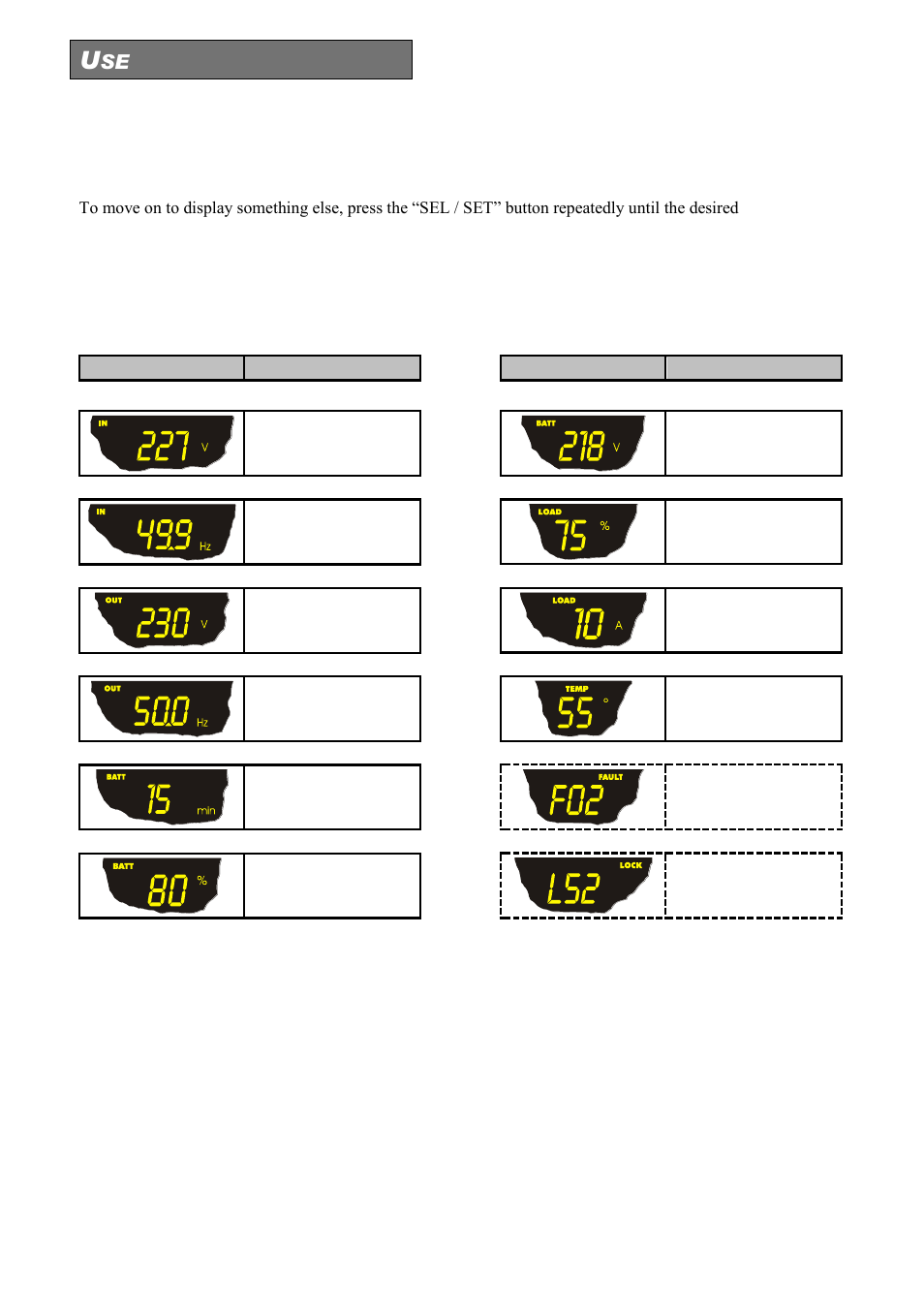 Measurements display area | Riello UPS Sentinel Dual (High Power) (3.3 - 10 kVA) User Manual | Page 56 / 156