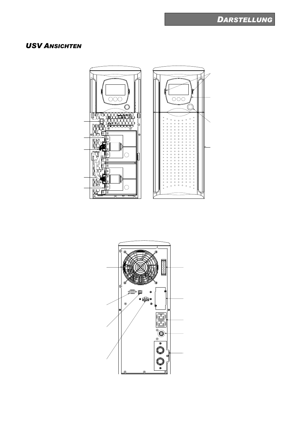 Nsichten, Arstellung, Rückansicht | Vorderansicht | Riello UPS Sentinel Dual (High Power) (3.3 - 10 kVA) User Manual | Page 75 / 156