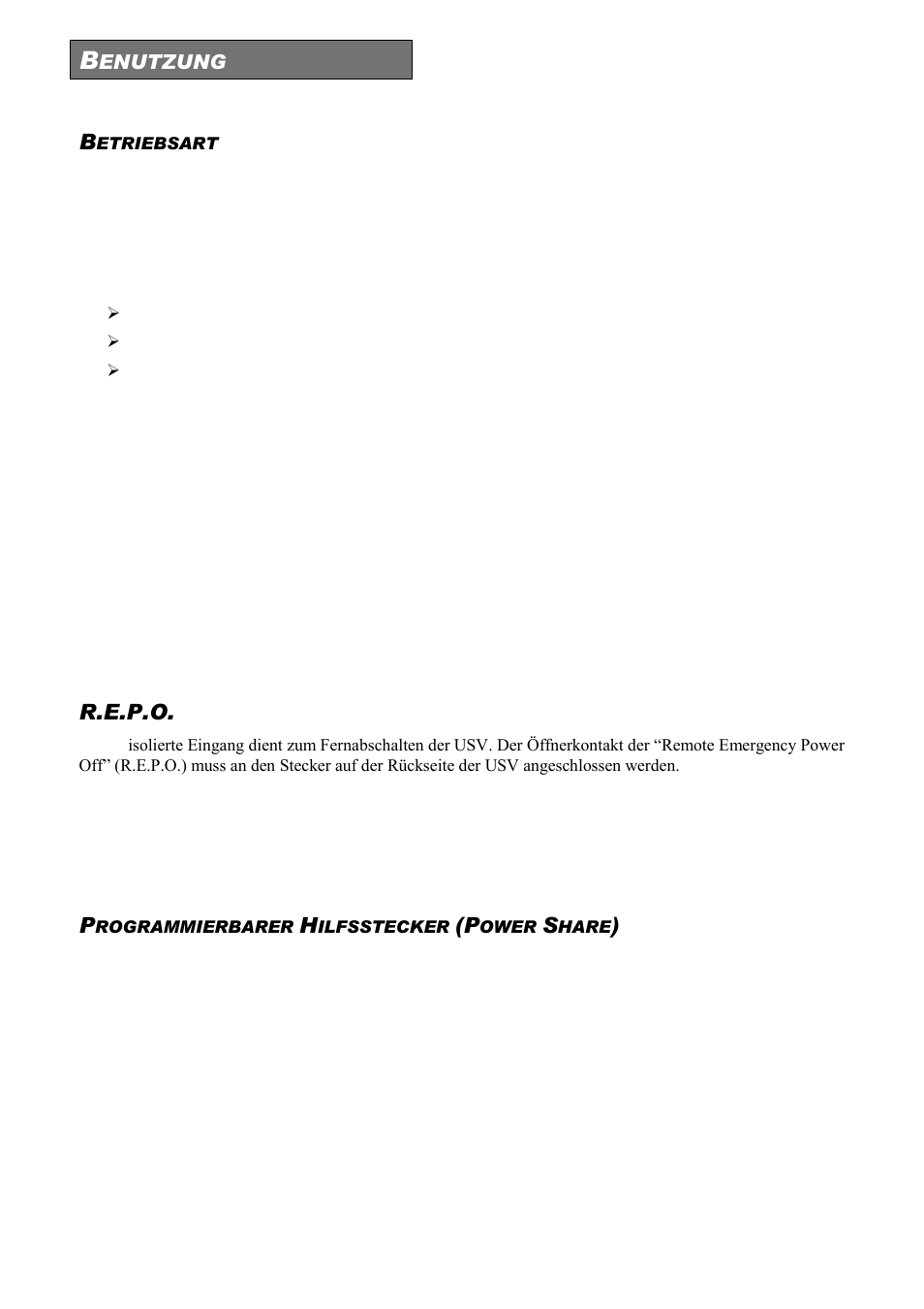Etriebsart, R.e.p.o, Rogrammierbarer | Ilfsstecker, Ower, Hare | Riello UPS Sentinel Dual (High Power) (3.3 - 10 kVA) User Manual | Page 86 / 156