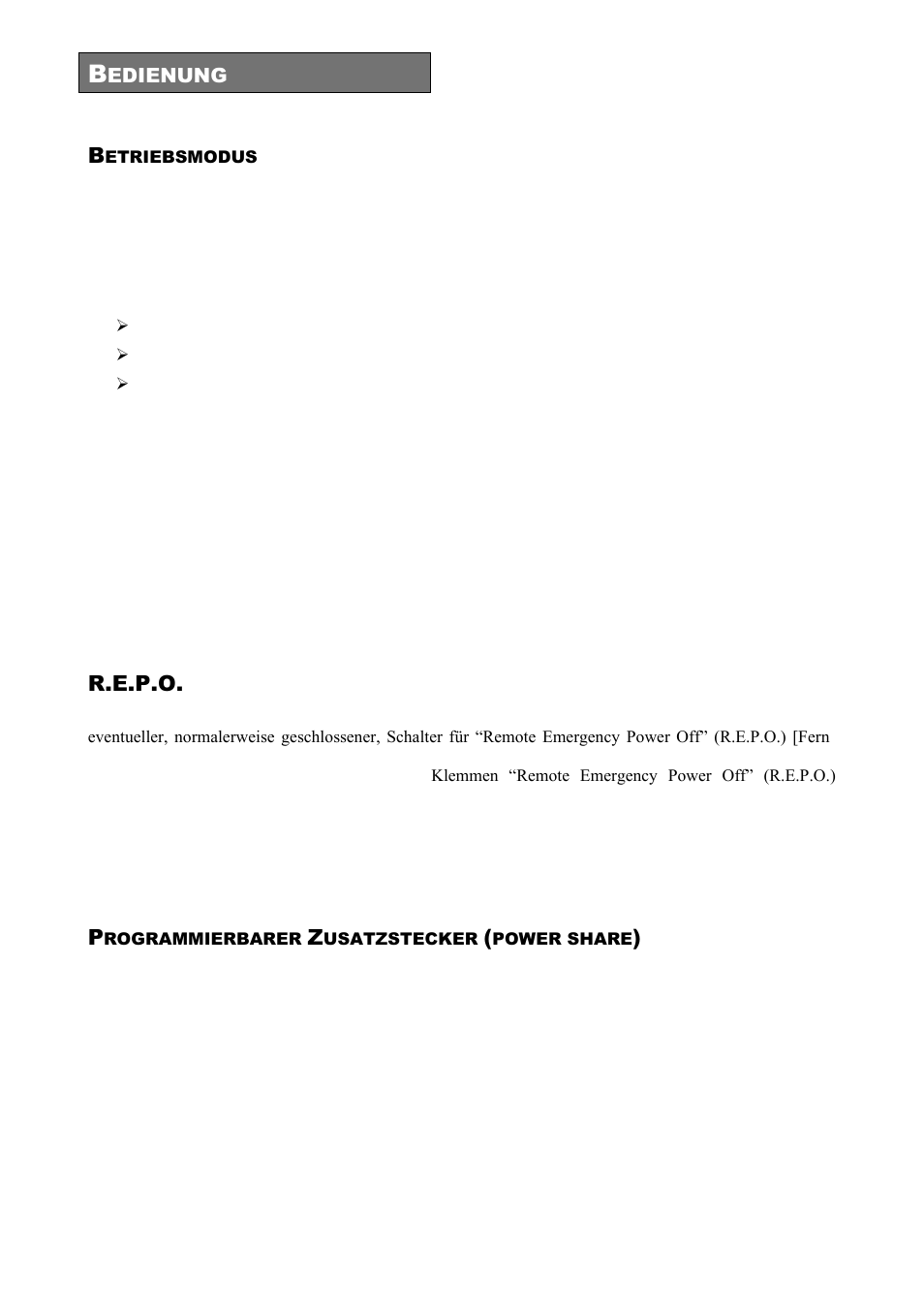 Etriebsmodus, R.e.p.o, Rogrammierbarer | Usatzstecker, Power share | Riello UPS Sentinel Dual (High Power) (3.3 - 10 kVA) User Manual | Page 110 / 196