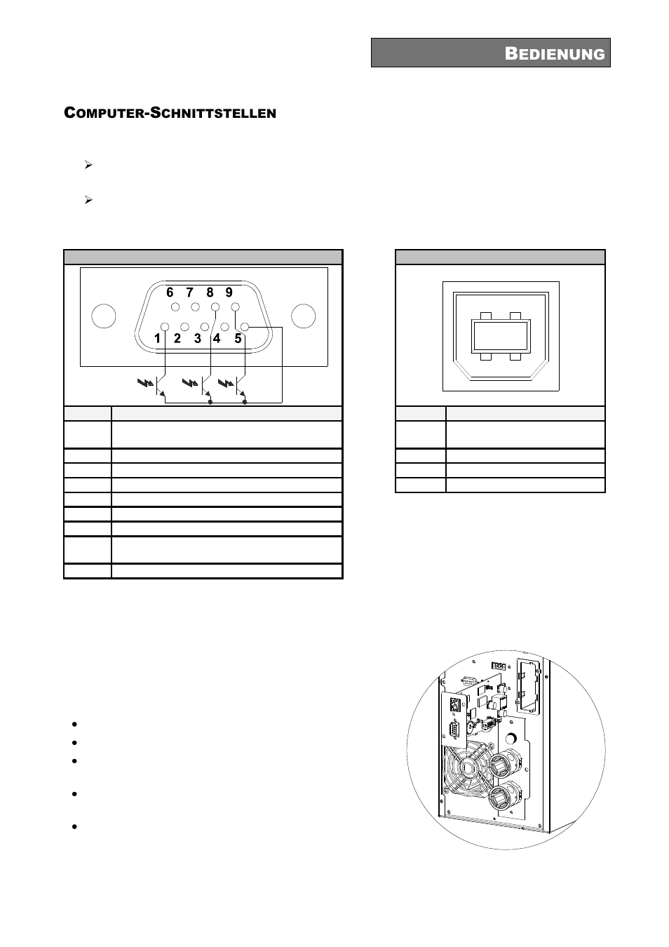 Omputer, Chnittstellen, Anschlüsse rs232 und usb | Communication slot | Riello UPS Sentinel Dual (High Power) (3.3 - 10 kVA) User Manual | Page 113 / 196