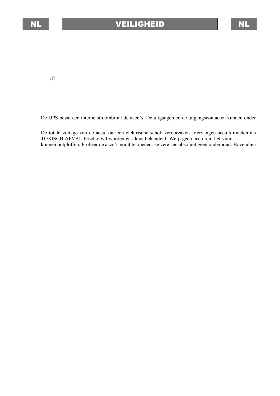 Nl veiligheid nl | Riello UPS Sentinel Dual (High Power) (3.3 - 10 kVA) User Manual | Page 12 / 196