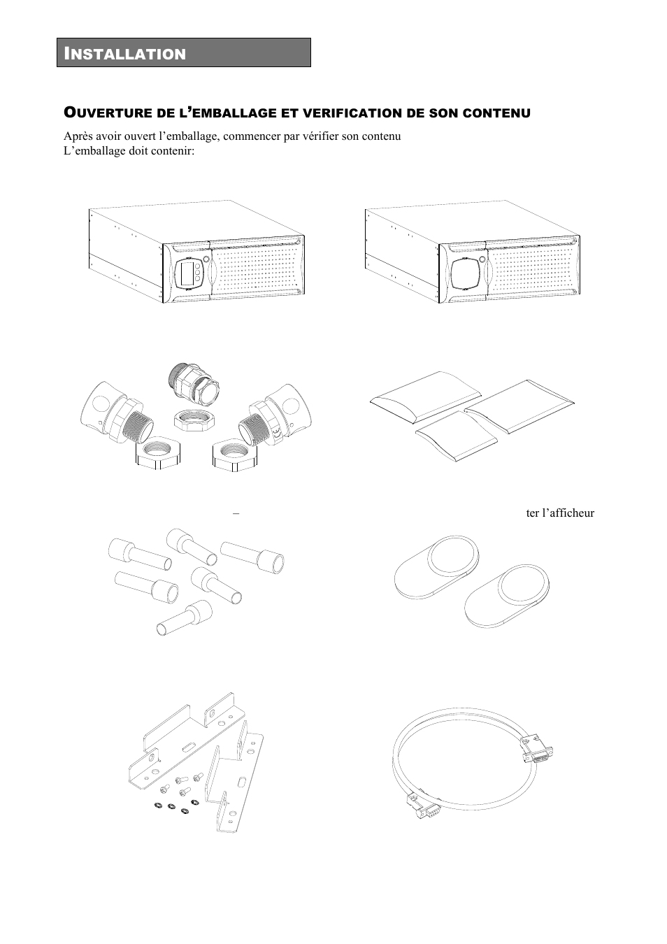 Nstallation, Uverture de l, Emballage et verification de son contenu | Riello UPS Sentinel Dual (High Power) (3.3 - 10 kVA) User Manual | Page 130 / 196