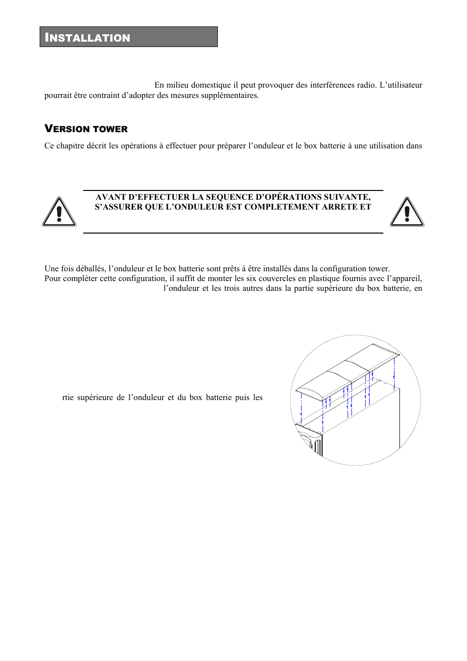 Ersion tower | Riello UPS Sentinel Dual (High Power) (3.3 - 10 kVA) User Manual | Page 132 / 196