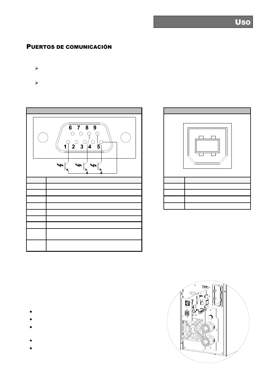 Uertos de comunicación, Conectores rs232 y usb, Ranura de comunicación | Riello UPS Sentinel Dual (High Power) (3.3 - 10 kVA) User Manual | Page 185 / 196