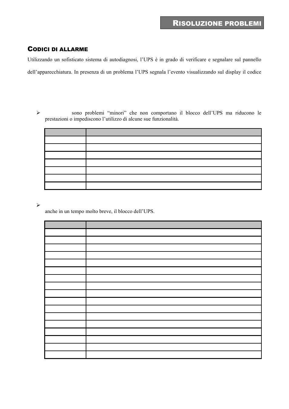 Odici di allarme | Riello UPS Sentinel Dual (High Power) (3.3 - 10 kVA) User Manual | Page 45 / 196