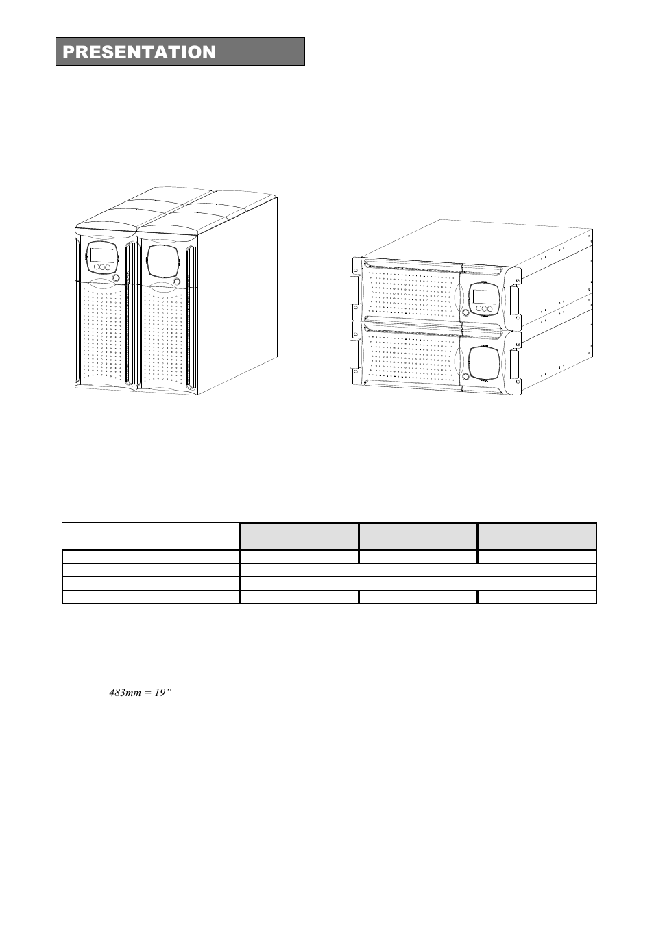 Presentation, Tower rack | Riello UPS Sentinel Dual (High Power) (3.3 - 10 kVA) User Manual | Page 54 / 196