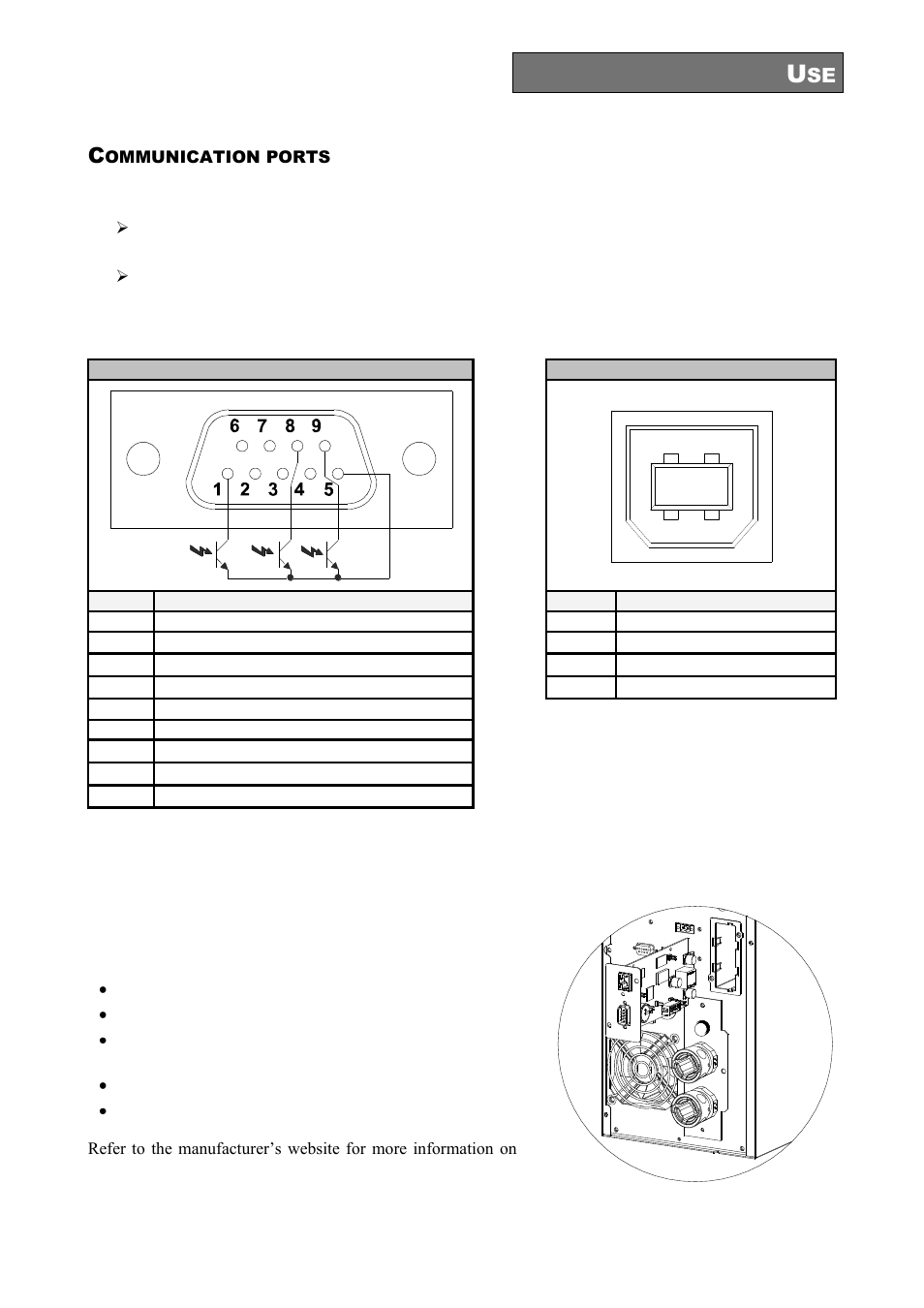 Ommunication ports, Rs232 and usb connectors, Communication slot | Riello UPS Sentinel Dual (High Power) (3.3 - 10 kVA) User Manual | Page 77 / 196