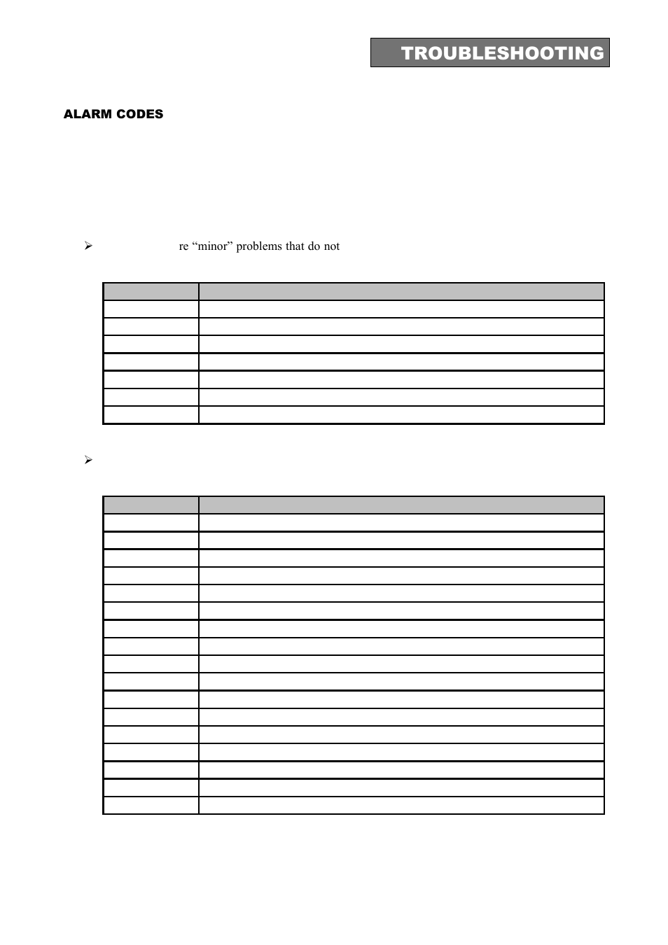 Alarm codes, Troubleshooting | Riello UPS Sentinel Dual (High Power) (3.3 - 10 kVA) User Manual | Page 81 / 196