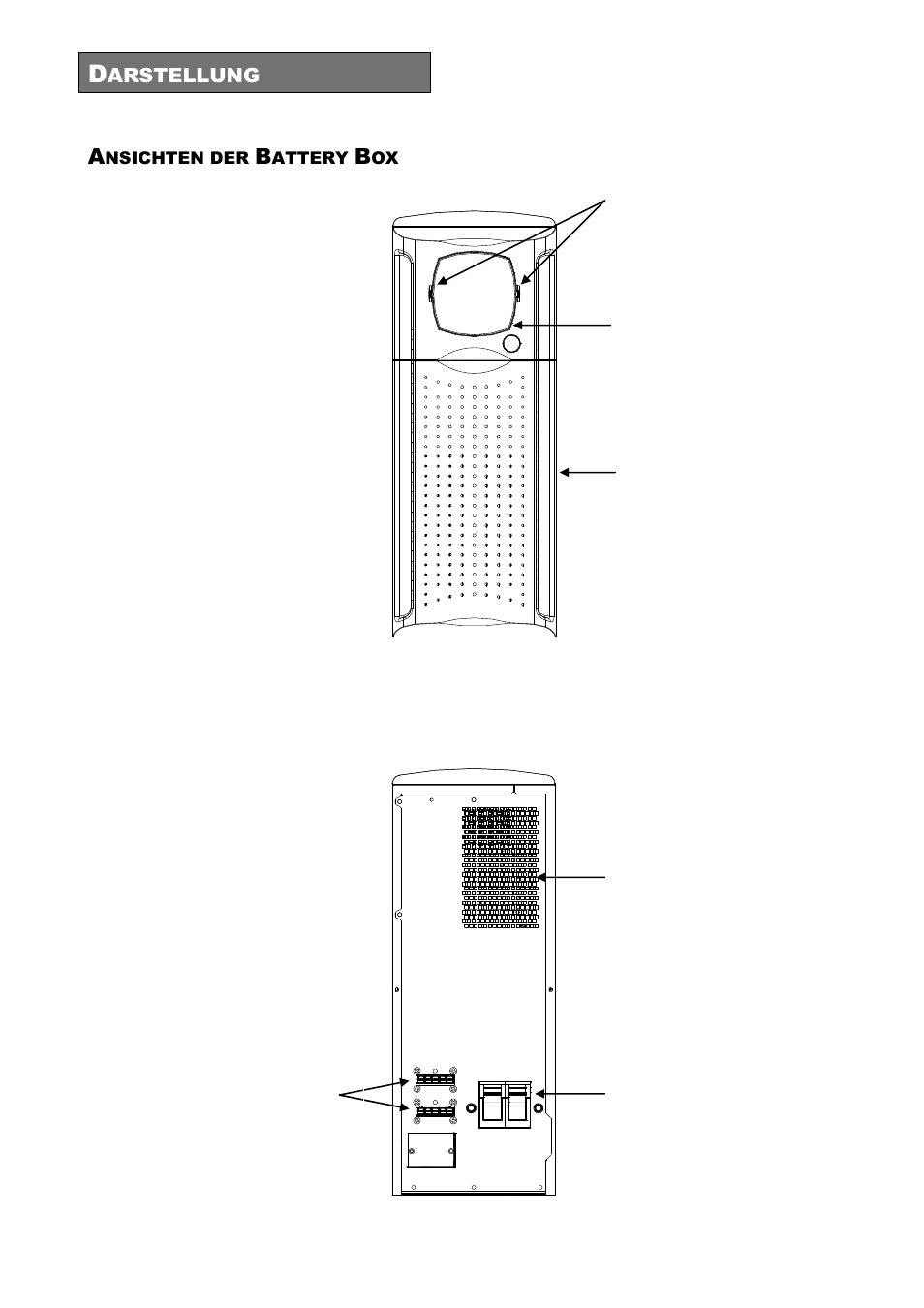 Nsichten der, Attery, Rückansicht | Riello UPS Sentinel Dual (High Power) (3.3 - 10 kVA) User Manual | Page 92 / 196