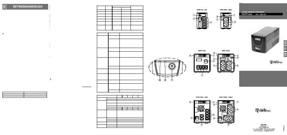 Riello UPS Net Power (600 - 2000 VA) User Manual | 2 pages