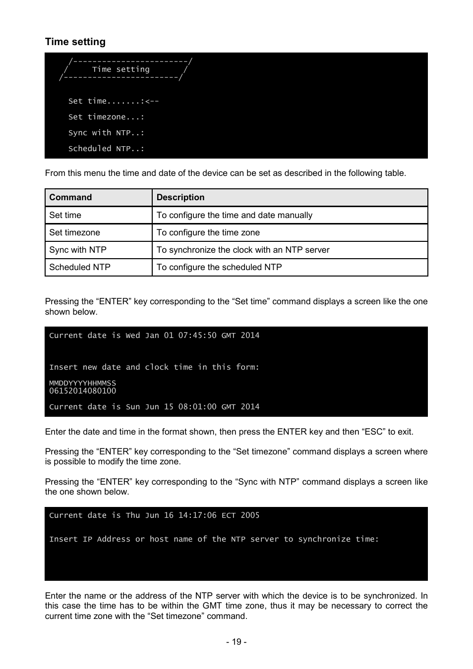Time setting | Riello UPS NetMan 204 User Manual | Page 19 / 48