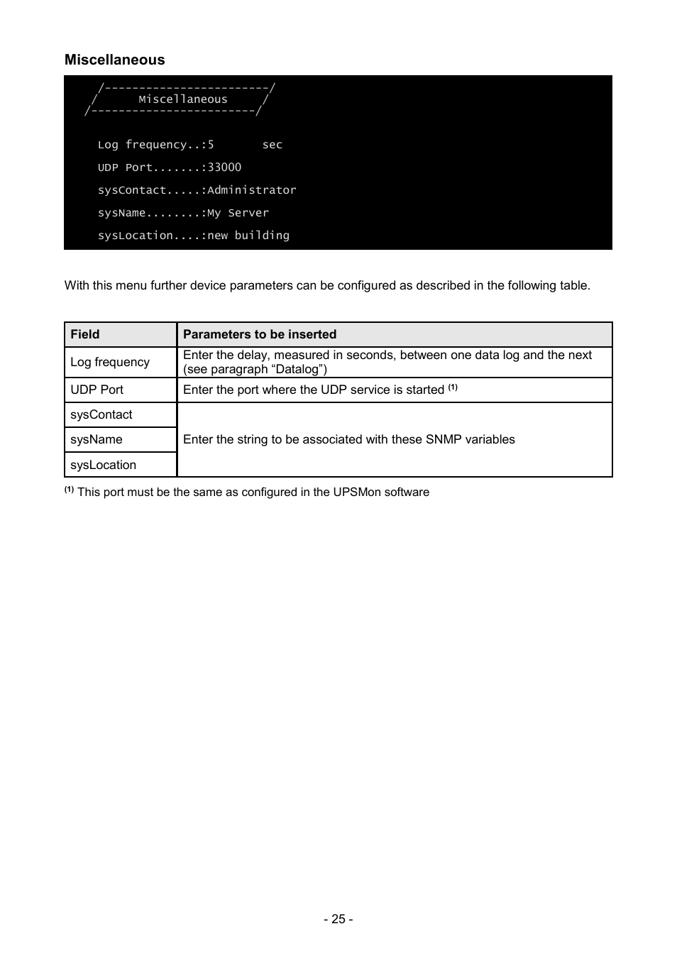 Miscellaneous | Riello UPS NetMan 204 User Manual | Page 25 / 48