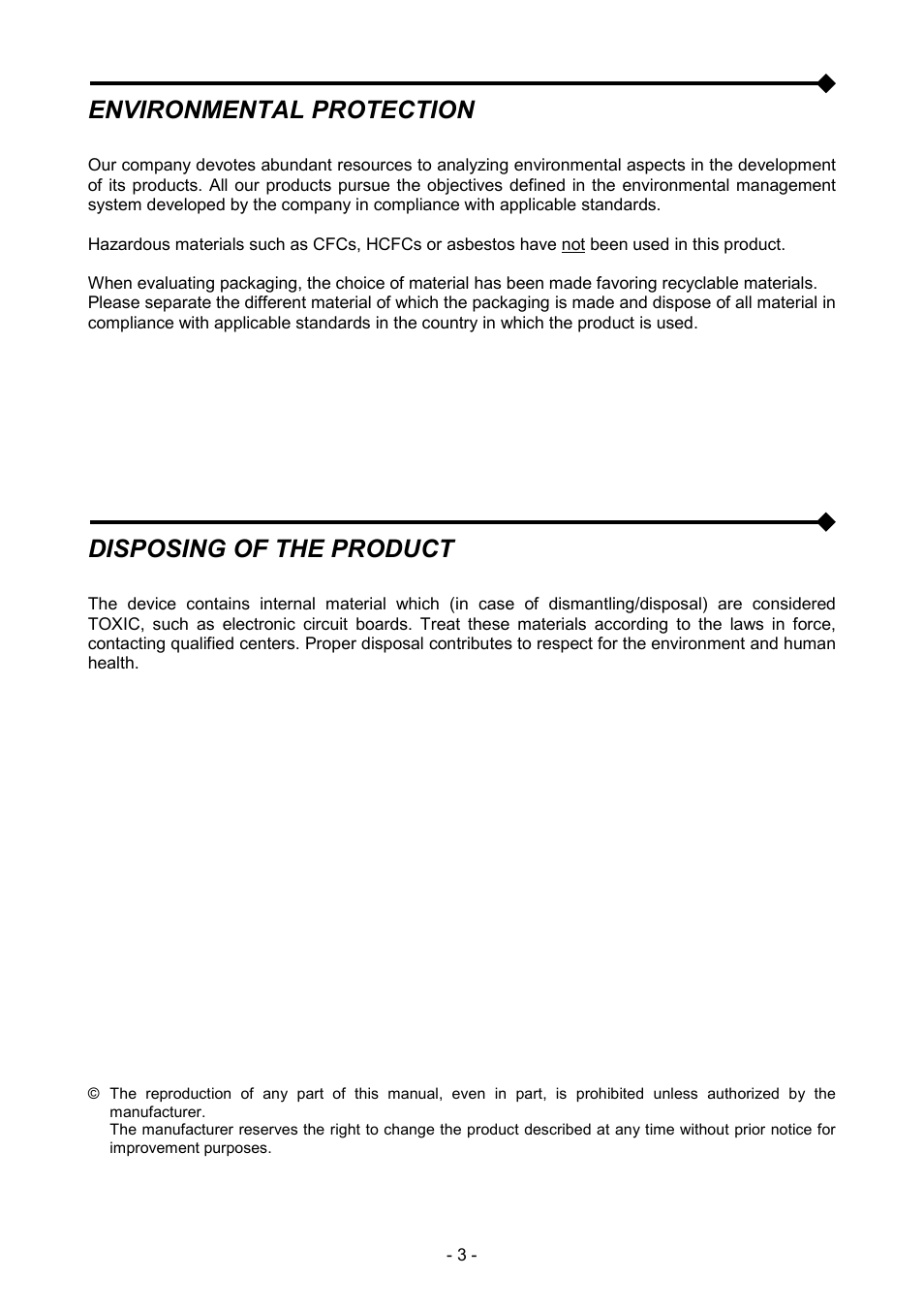 Environmental protection, Disposing of the product | Riello UPS NetMan 204 User Manual | Page 3 / 48