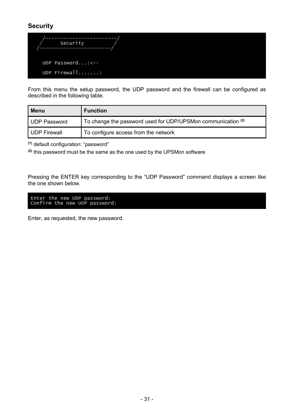 Security | Riello UPS NetMan 204 User Manual | Page 31 / 48