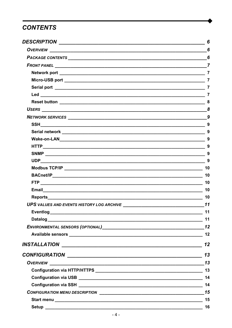 Riello UPS NetMan 204 User Manual | Page 4 / 48