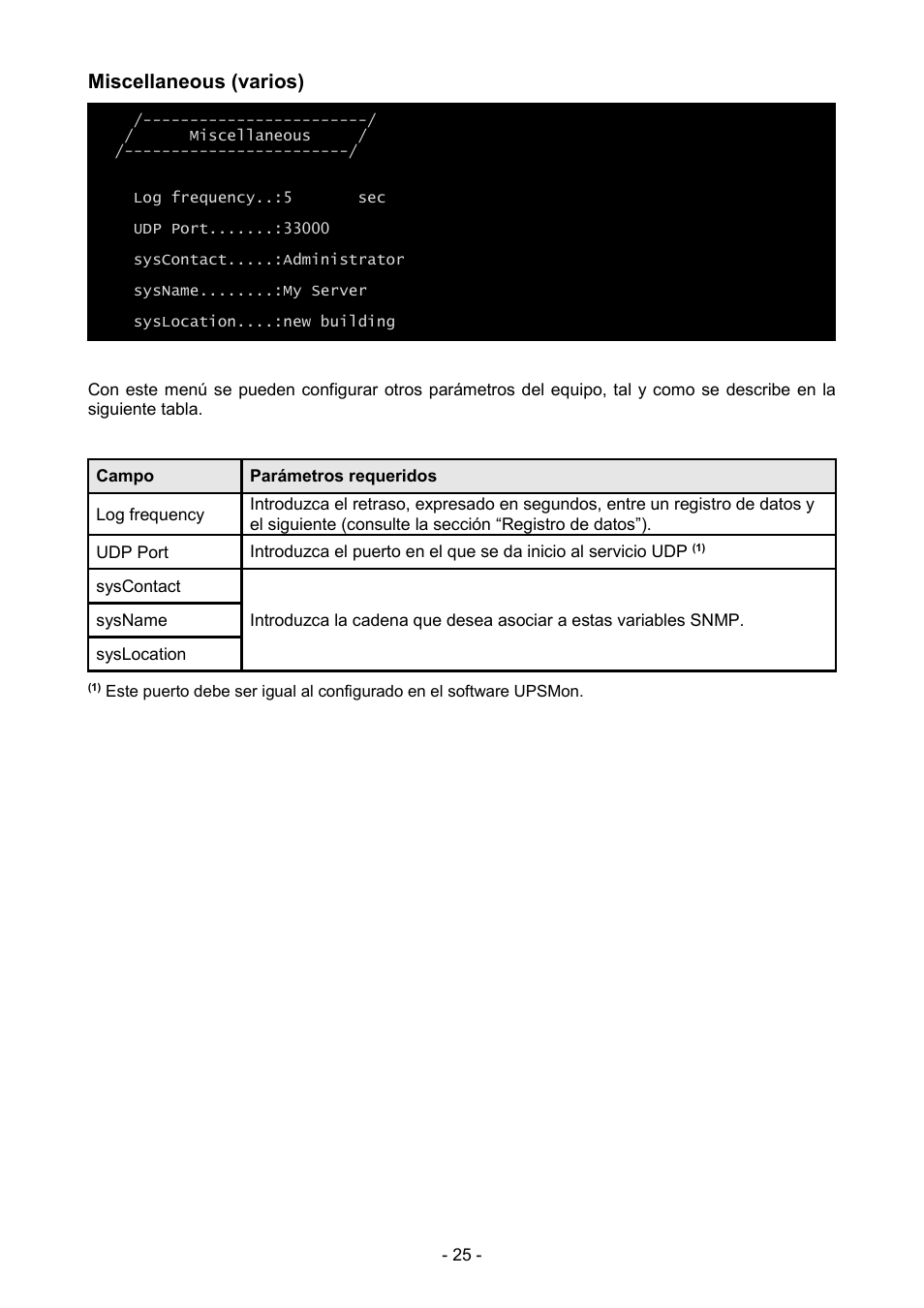 Miscellaneous (varios) | Riello UPS NetMan 204 User Manual | Page 25 / 48