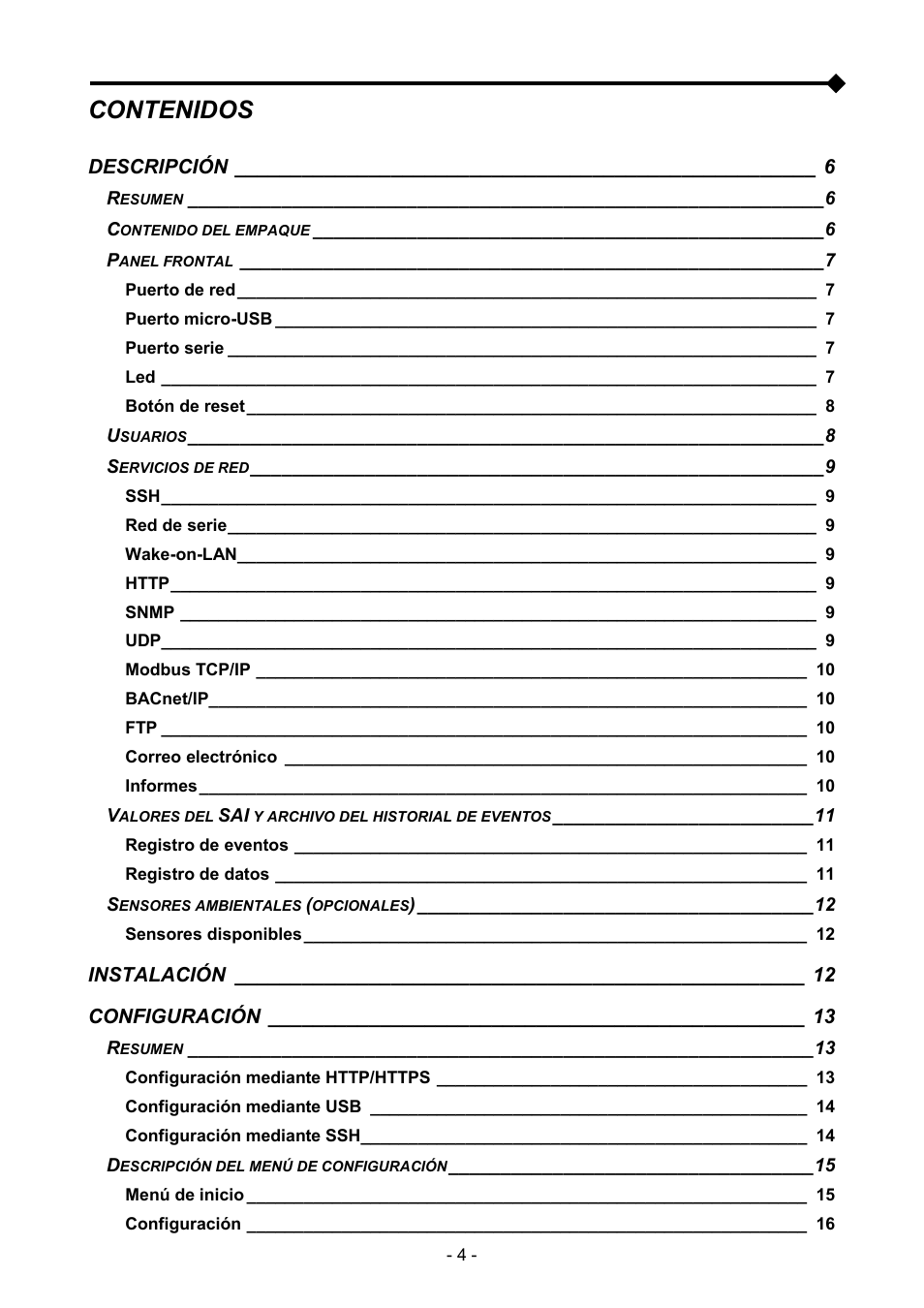 Riello UPS NetMan 204 User Manual | Page 4 / 48