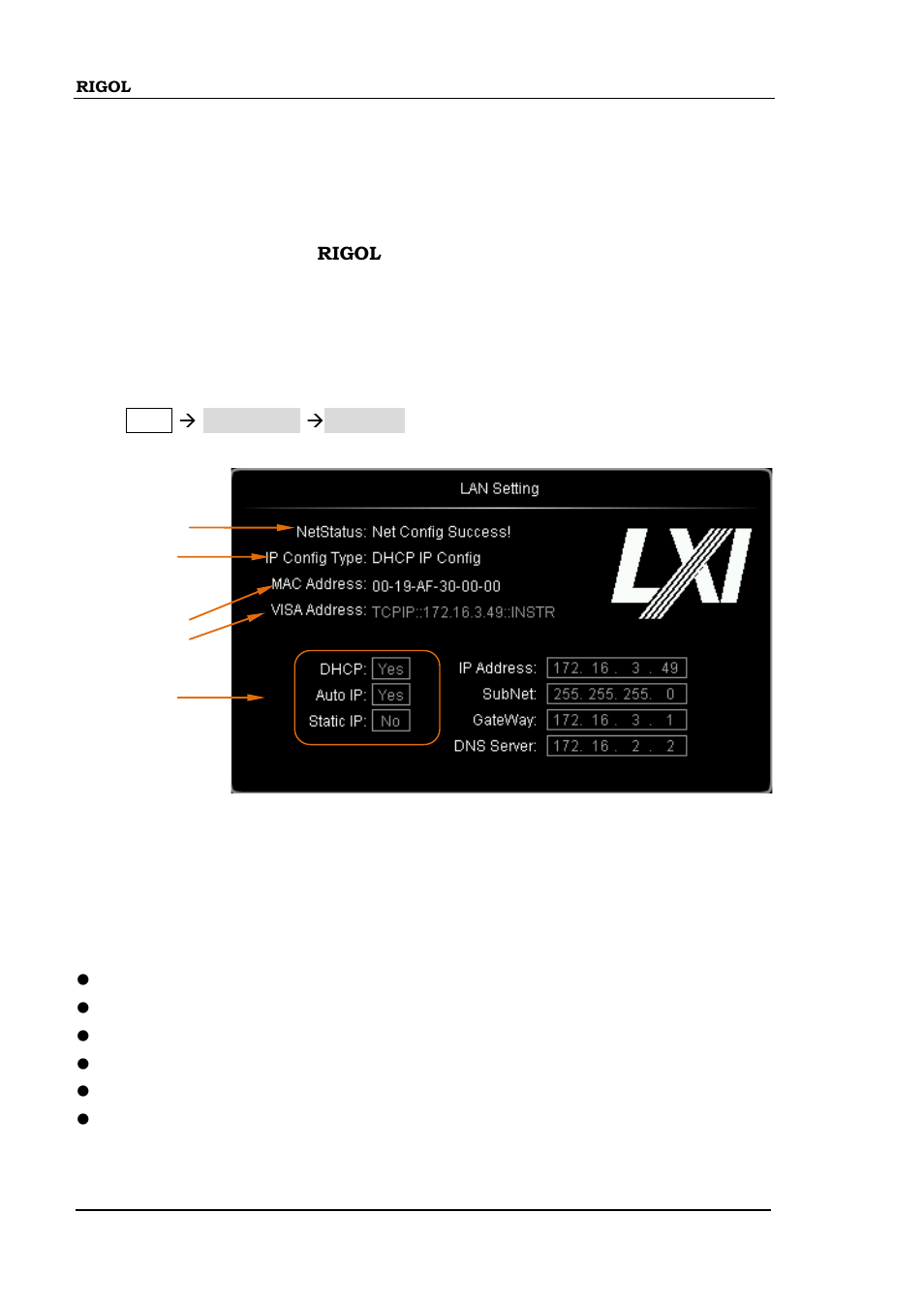 Remote interface configuration, Lan setting, Remote interface configuration -2 | Lan setting -2, Network status | RIGOL DS6000 Series User Manual | Page 234 / 280