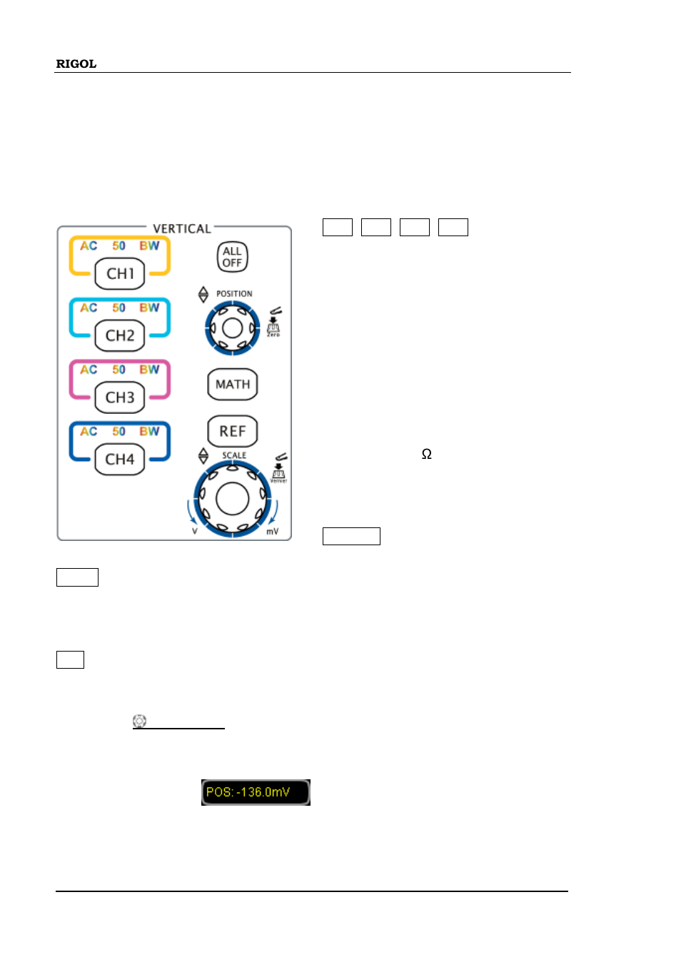 Front panel function overview, Vertical, Front panel function overview -16 | Vertical -16 | RIGOL DS6000 Series User Manual | Page 38 / 280