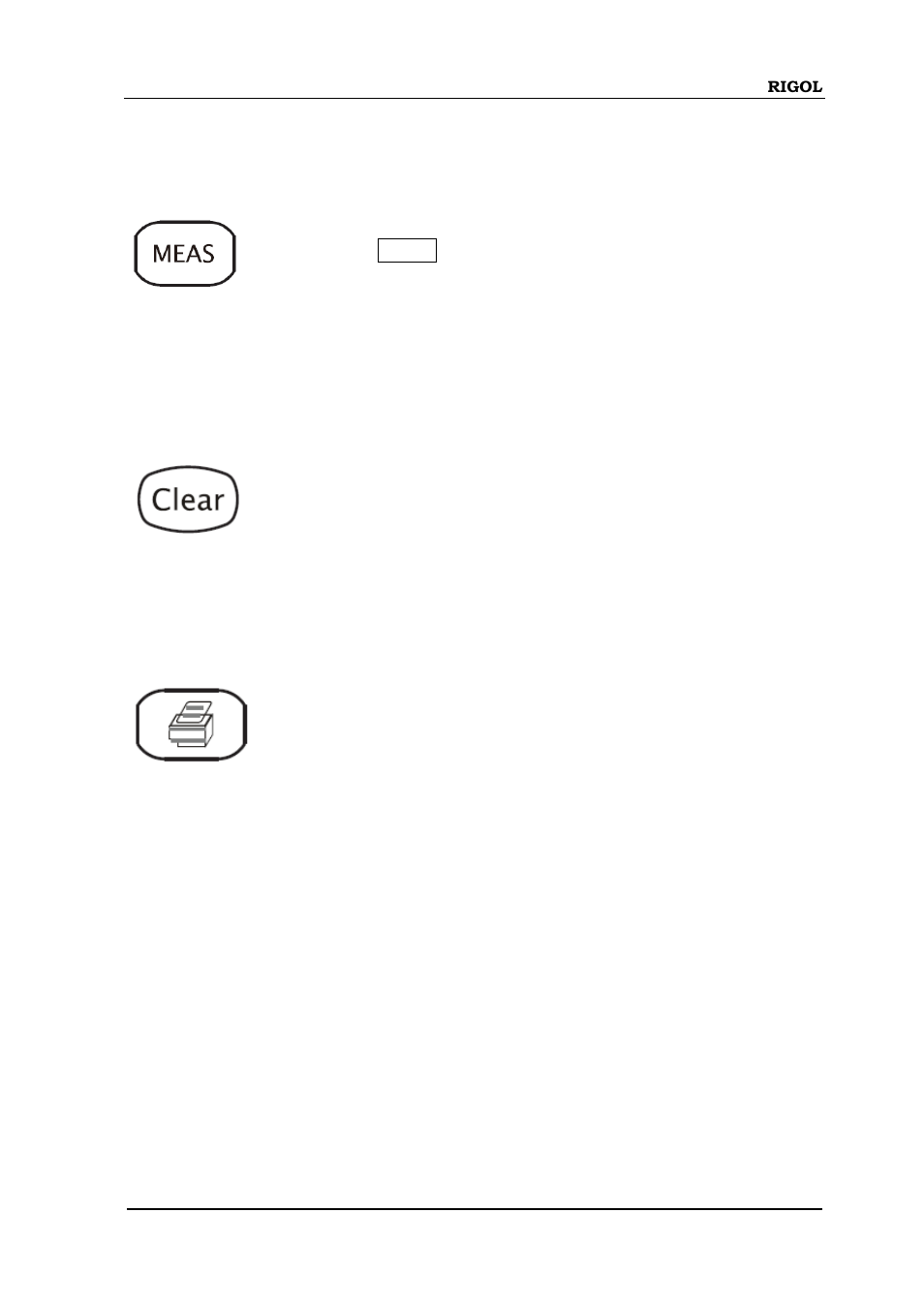 Meas, Clear, Print | Meas -23 clear -23 print -23 | RIGOL DS6000 Series User Manual | Page 45 / 280