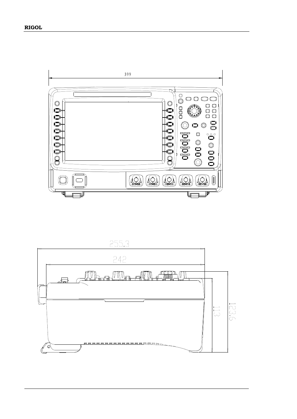 Appearance and dimensions | RIGOL DS6000 Series User Manual | Page 52 / 79