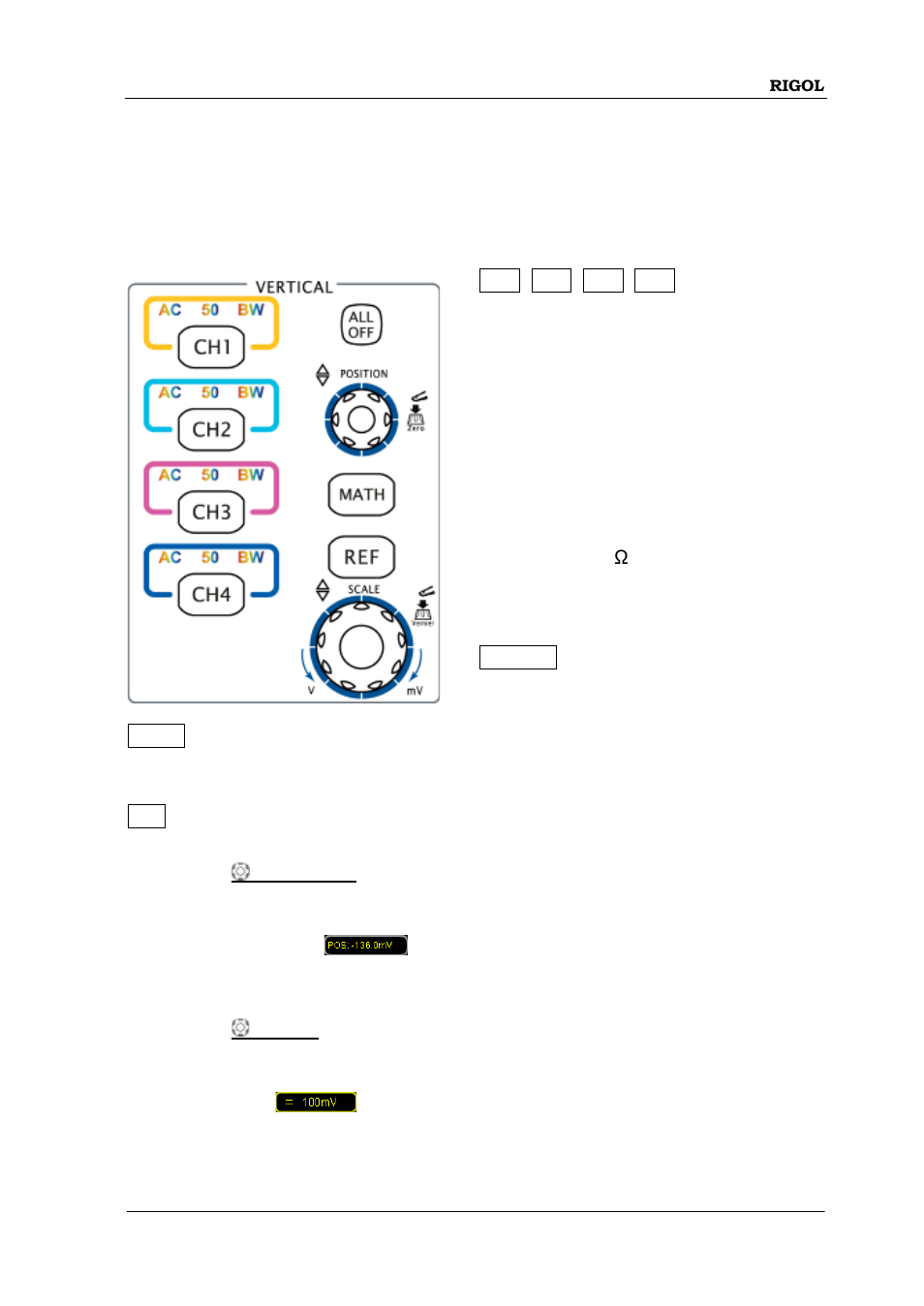 Front panel function overview, Vertical | RIGOL DS6000 Series User Manual | Page 61 / 79