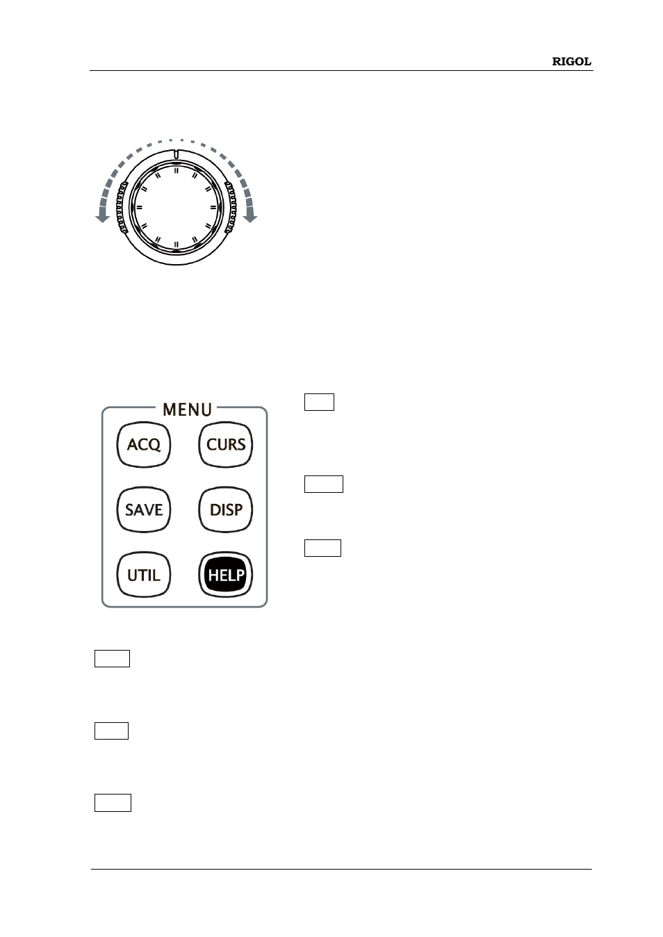 Navigation knob, Menu | RIGOL DS6000 Series User Manual | Page 65 / 79