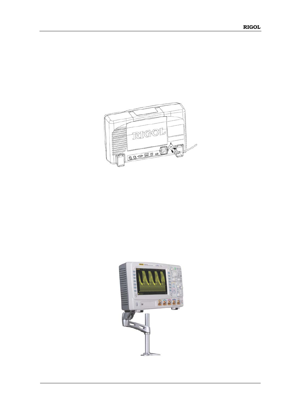 To use the security lock, To use the desk mount instrument arm | RIGOL DS6000 Series User Manual | Page 71 / 79