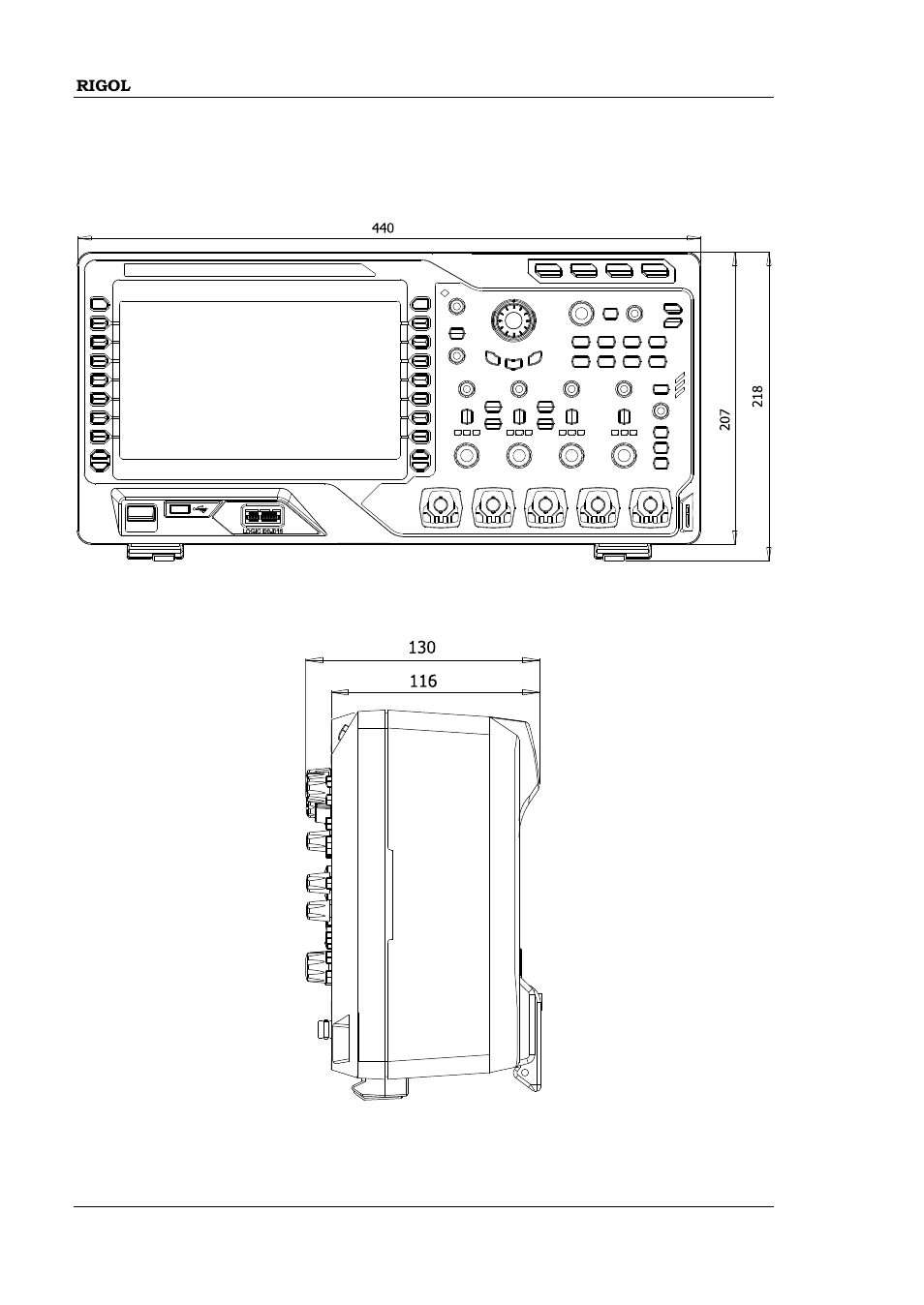 Appearance and dimensions | RIGOL MSO/DS4000 Series User Manual | Page 44 / 68