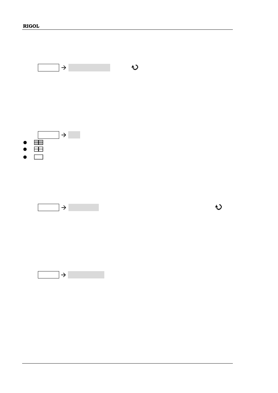 To set the waveform intensity, To set the screen grid, To set the grid brightness | To set the menu display | RIGOL MSO/DS2000A Series User Manual | Page 224 / 317