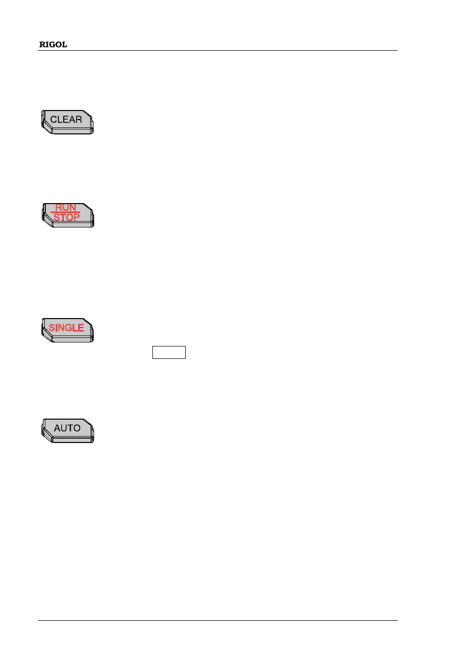 Clear, Run/stop, Single | Auto, Clear -16 run/stop -16 single -16, Auto -16 | RIGOL MSO/DS2000A Series User Manual | Page 44 / 317