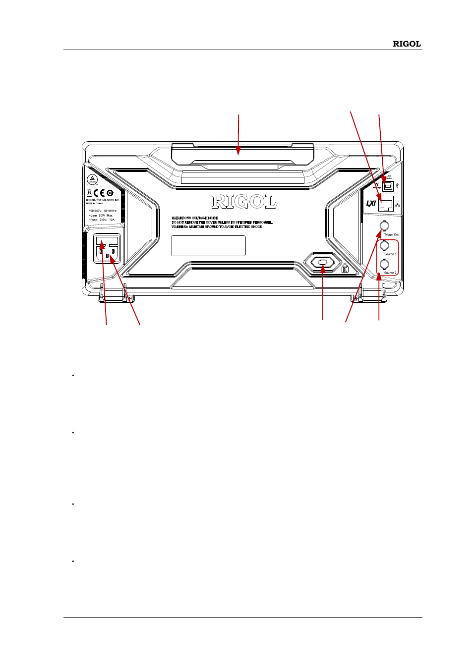 Rear panel overview | RIGOL MSO/DS2000A Series User Manual | Page 59 / 77