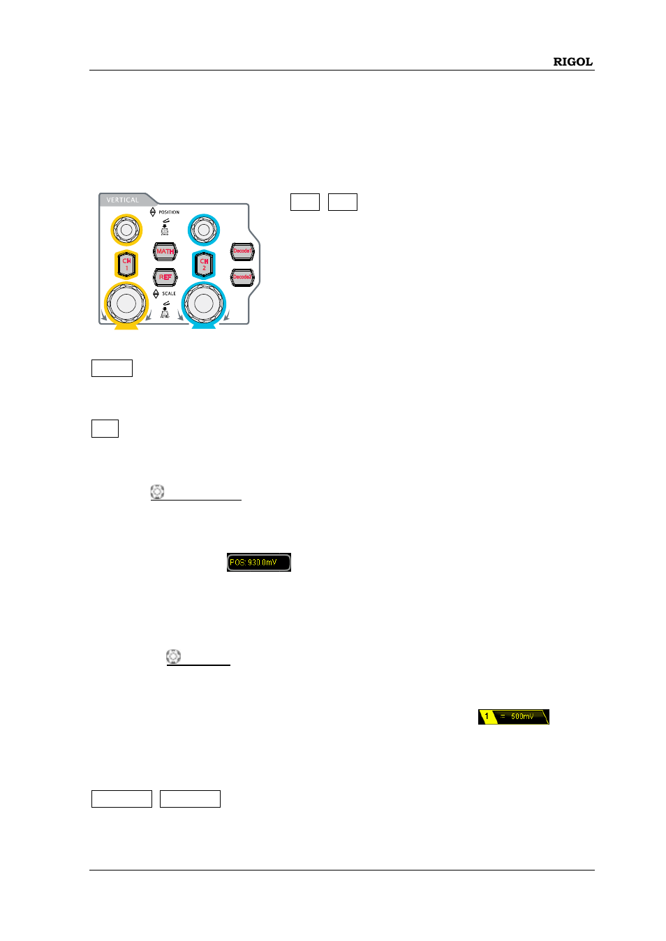 Front panel function overview, Vertical | RIGOL MSO/DS2000A Series User Manual | Page 61 / 77