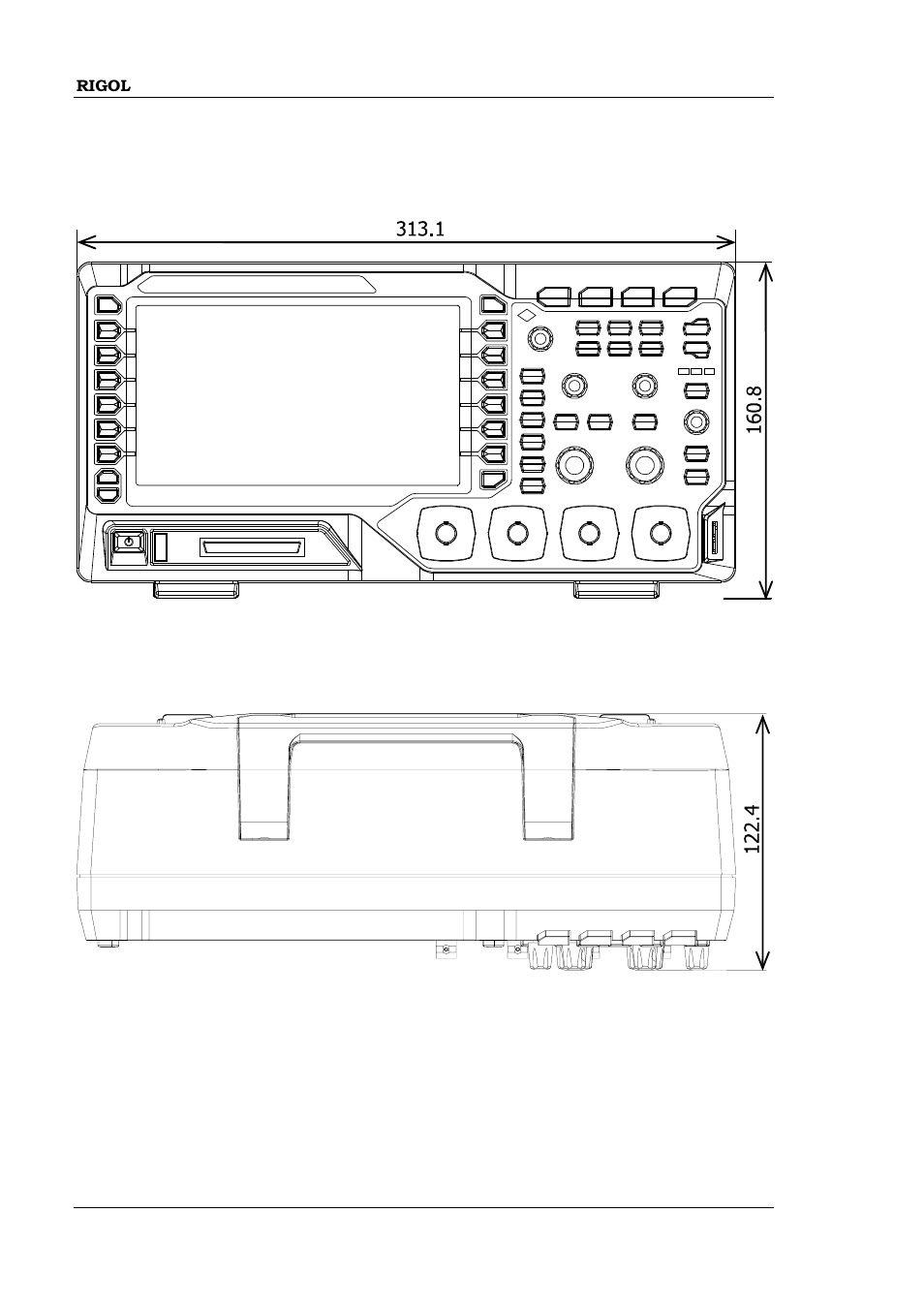 Appearance and dimensions | RIGOL MSO/DS1000Z Series User Manual | Page 50 / 72