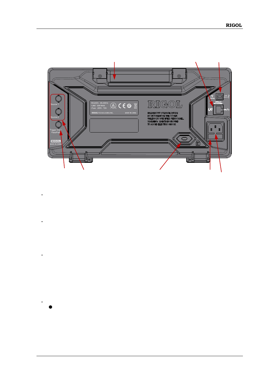 Rear panel overview | RIGOL MSO/DS1000Z Series User Manual | Page 57 / 72