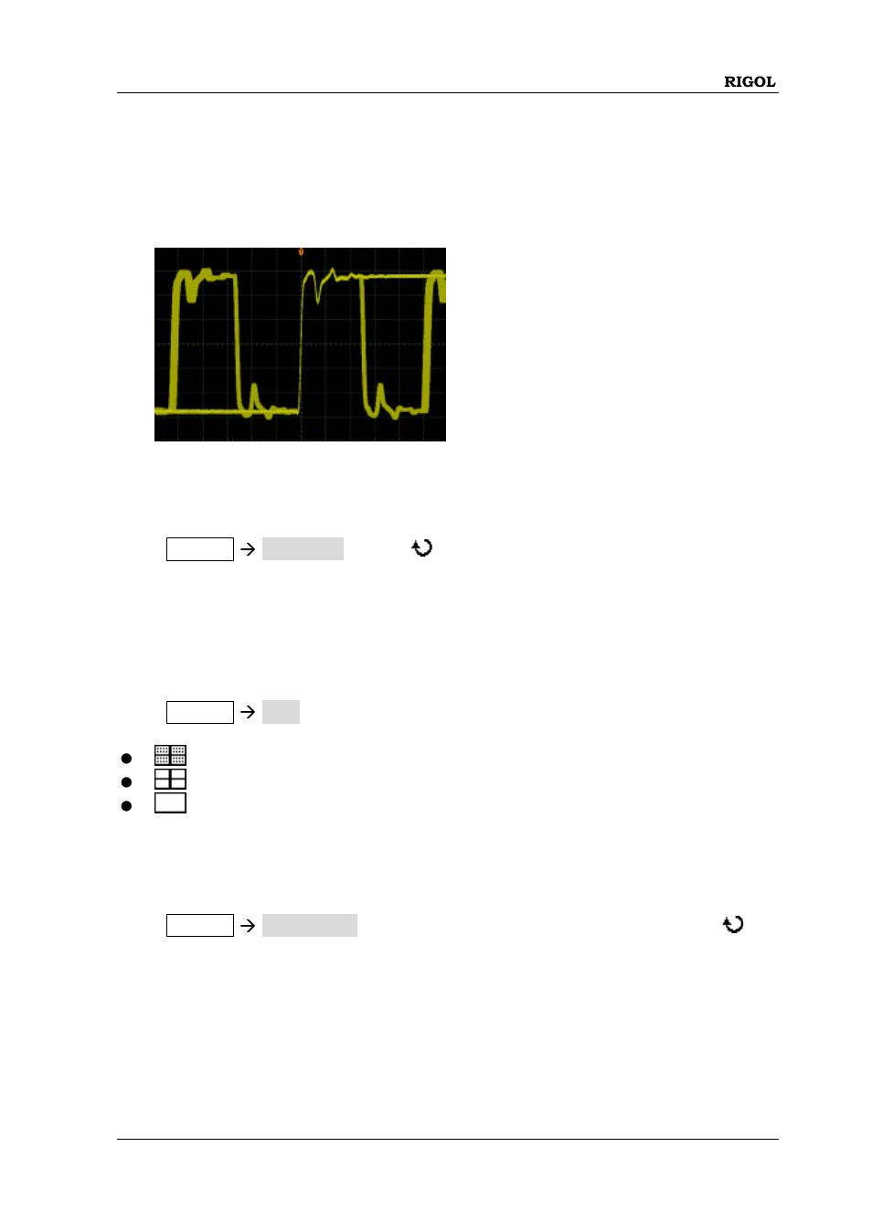 To set the waveform intensity, To set the screen grid, To set the grid brightness | To set the waveform intensity -3, To set the screen grid -3, To set the grid brightness -3 | RIGOL MSO/DS1000Z Series User Manual | Page 195 / 270