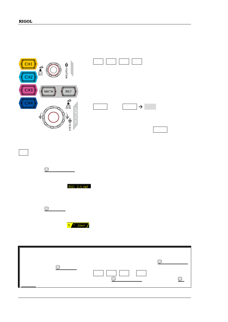 Front panel function overview, Vertical, Front panel function overview -12 | Vertical -12 | RIGOL MSO/DS1000Z Series User Manual | Page 38 / 270