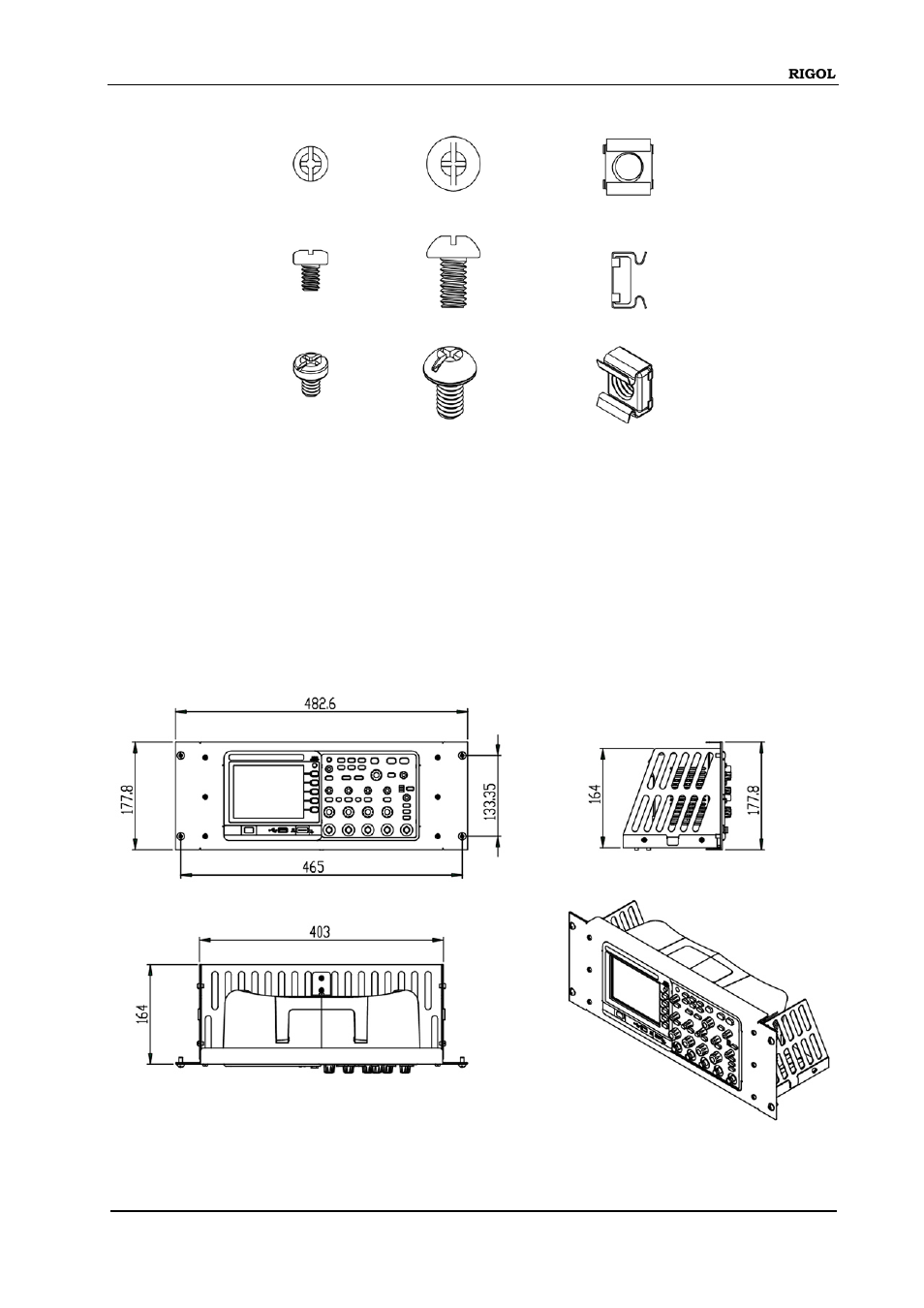 Space requirements for installation | RIGOL DS1000B User Manual | Page 5 / 9