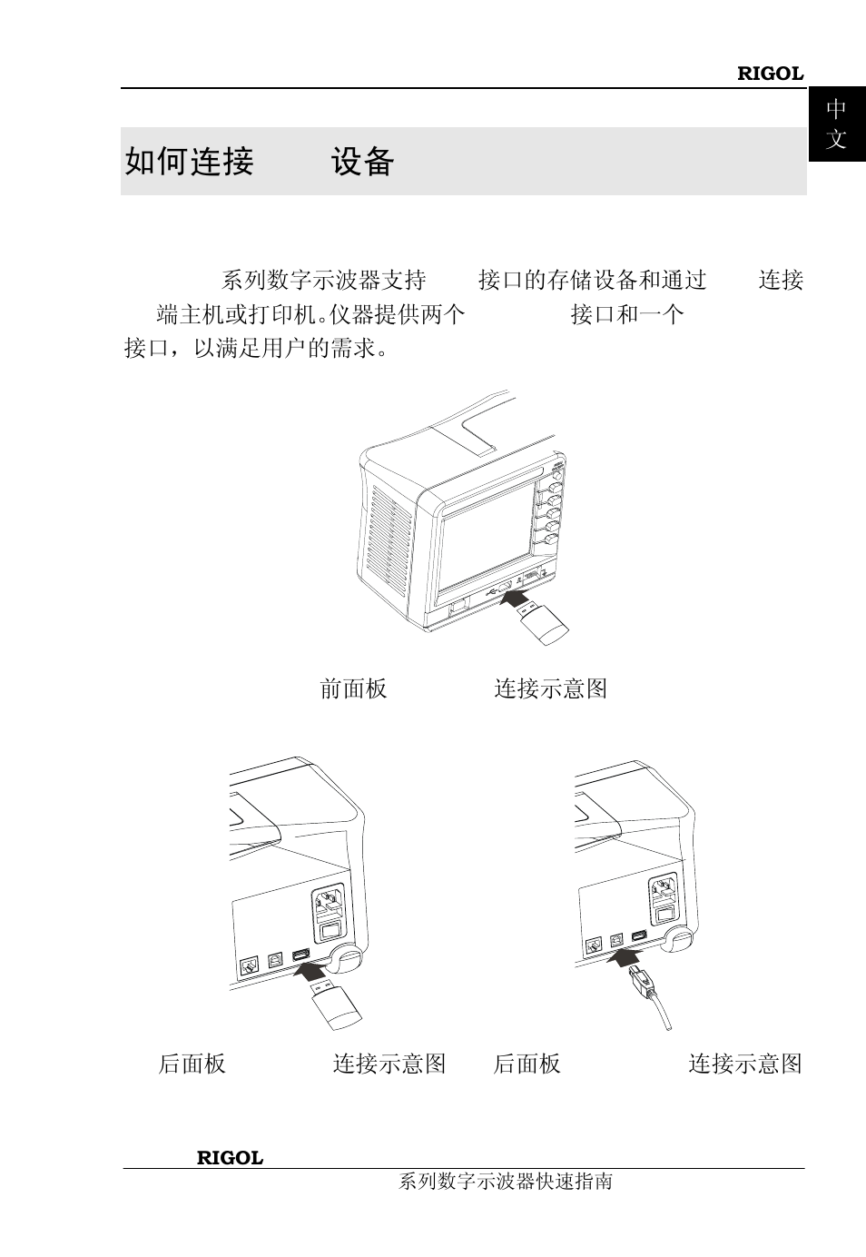 如何连接usb设备, 如何连接, Usb设备 7 | 如何连接 usb 设备 | RIGOL DS1000B User Manual | Page 15 / 36