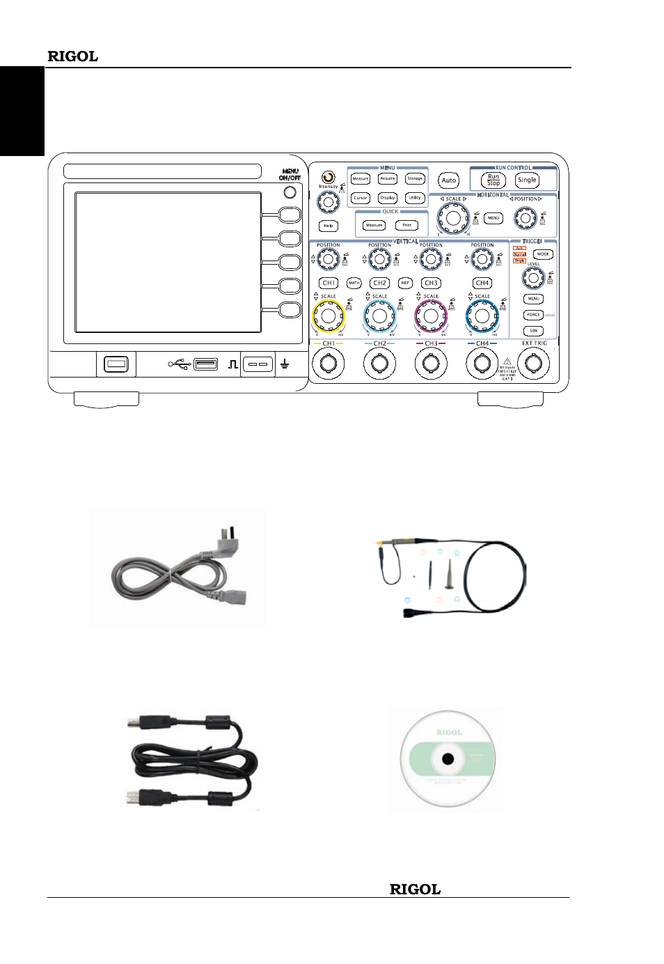 I. front panel of the instrument, Ii. standard accessory | RIGOL DS1000B User Manual | Page 28 / 36