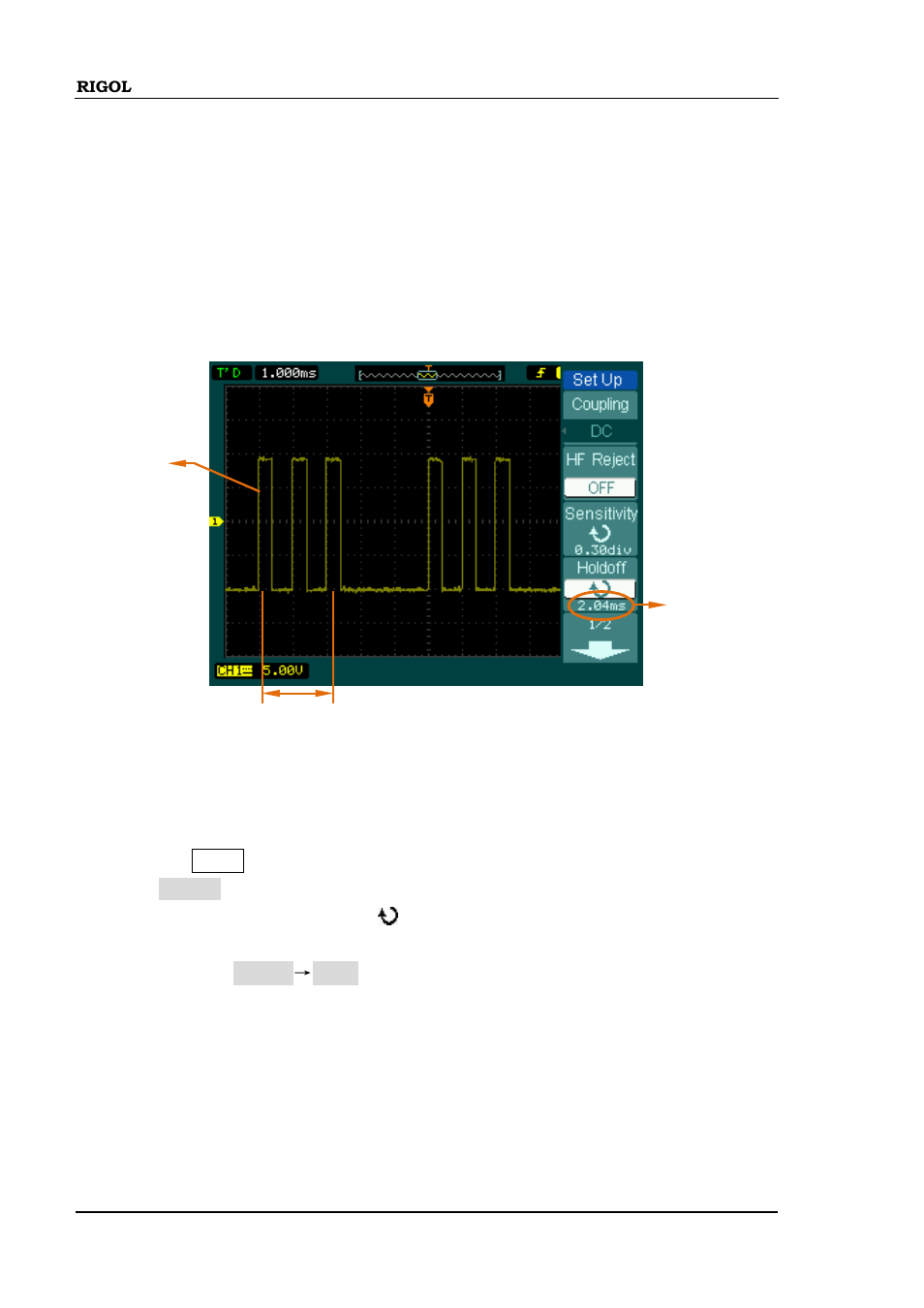 Trigger holdoff | RIGOL DS1000B User Manual | Page 76 / 166