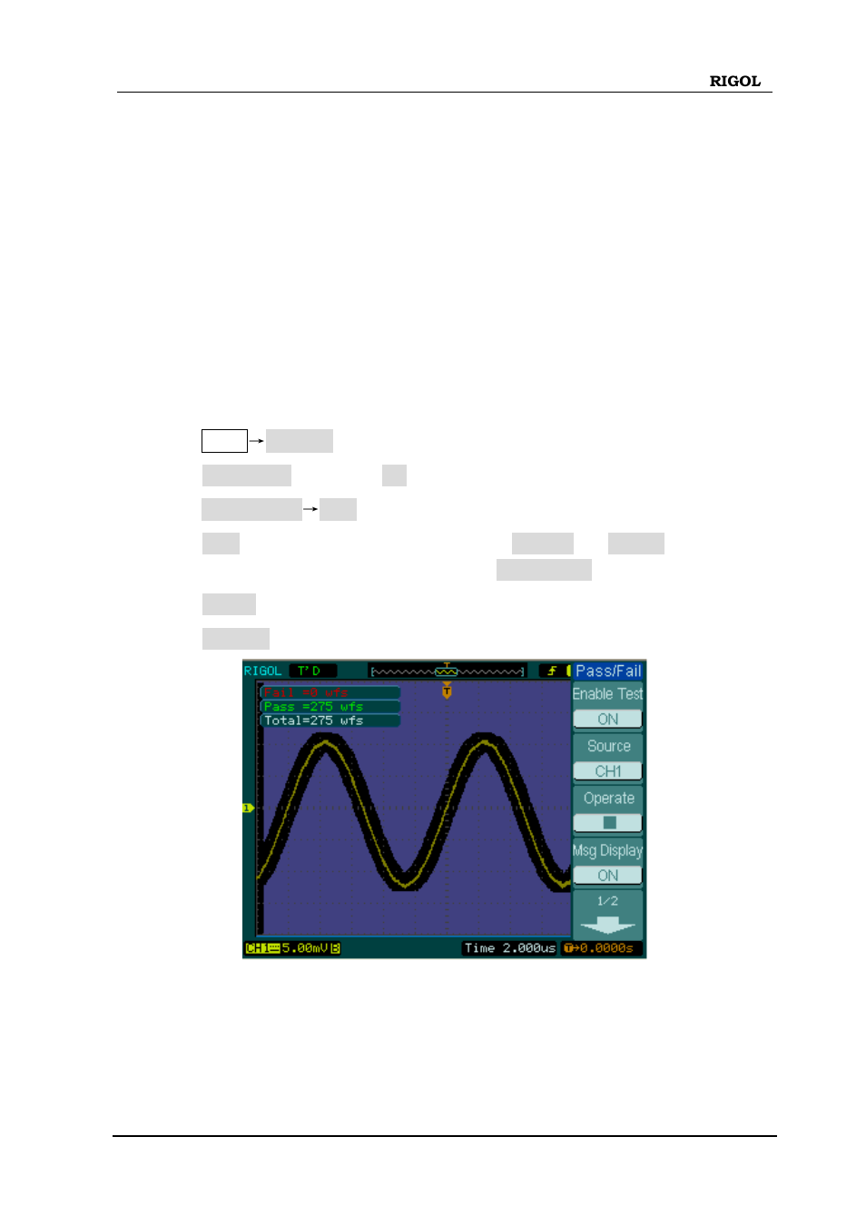 Example 9: pass/fail test, Example 9: pass/fail test -13 | RIGOL DS1000D User Manual | Page 147 / 166