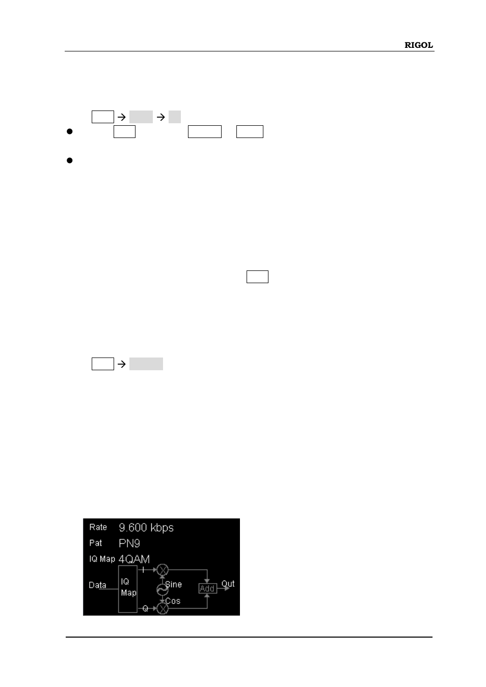 To select iq modulation, To select carrier waveform shape, To select modulating waveform source | RIGOL DG5000 Series User Manual | Page 101 / 224