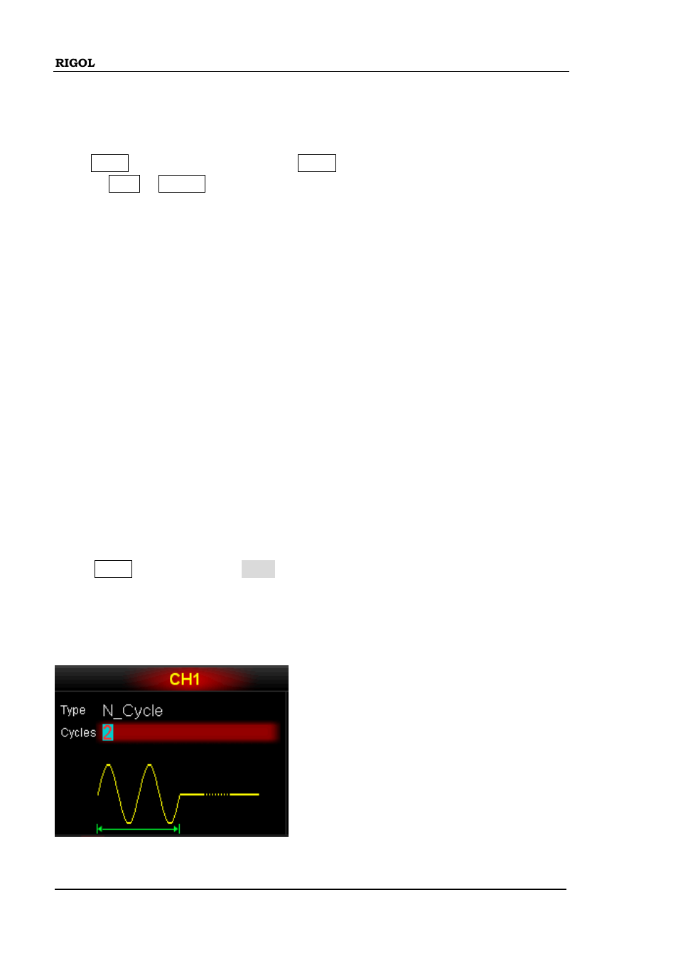 To enable burst mode, Burst type, N cycle burst | To enable burst mode -2 burst type -2, N cycle burst -2 | RIGOL DG5000 Series User Manual | Page 124 / 224