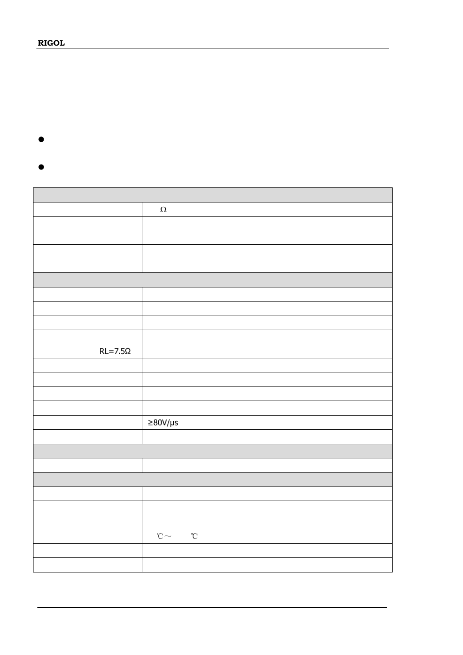 Appendix b: specifications of power amplifier, Appendix b: specifications of power amplifier -2 | RIGOL DG5000 Series User Manual | Page 218 / 224