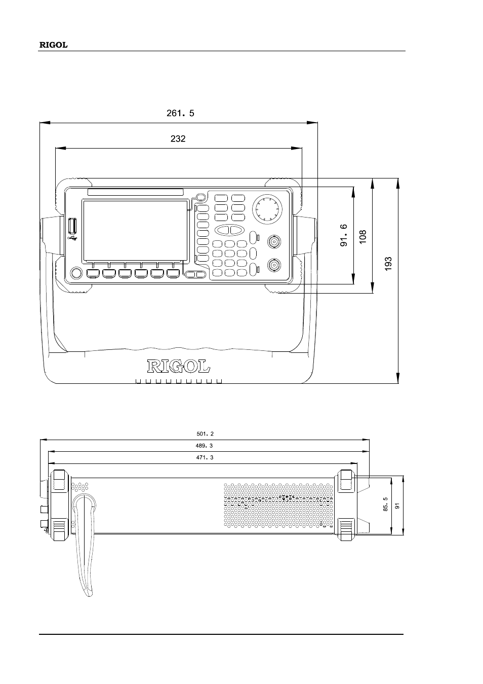 Appearance and dimensions, Appearance and dimensions -4 | RIGOL DG5000 Series User Manual | Page 28 / 224